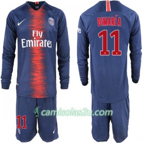 Camisolas de Futebol Paris Saint Germain Di Maria 11 Criança Equipamento Principal 2018/19 Manga Comprida